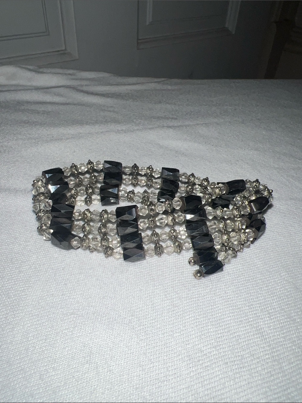 Versatile Multi-Strand Black and Silver Beaded Magnetic Bracelet/Necklace